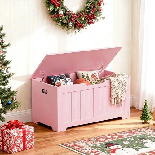 SUPER DEAL Storage Chest, 39 inches Chest Box Organizer with 2 Safety Hinges,...