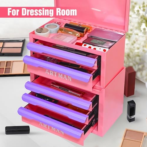 5-Drawer Metal Tool Box for DIY, Pink-Purple