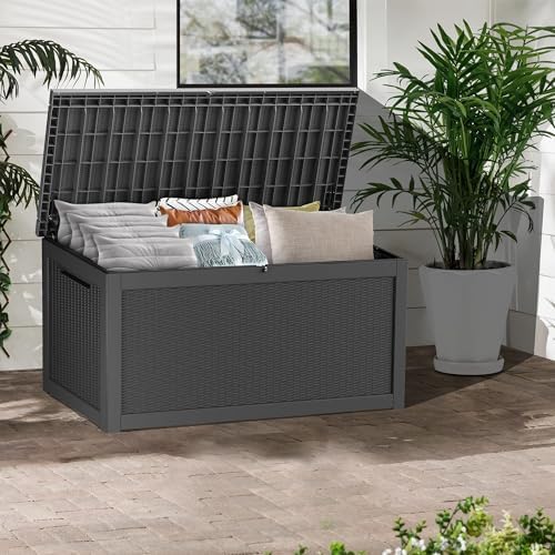 Outdoor Storage Box, 320 Gallon Waterproof Deck Box, Dual Gas-Spring Ultimate...