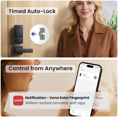 Lockin Veno Solar Fingerprint Smart Lock, Deadbolt Only, Runs on Sunlight