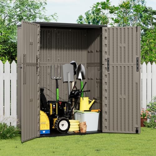 KINYING Outdoor Storage Cabinet Waterproof, 57 Cu.ft Resin Vertical Outdoor S...