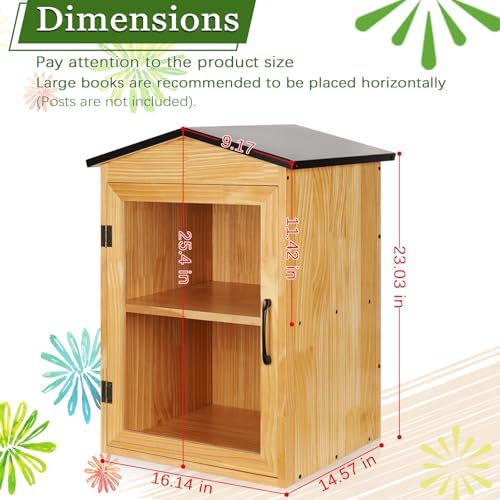 2-Tier Outdoor Library Outdoor Book Box Storage, 16x14x25 Inch