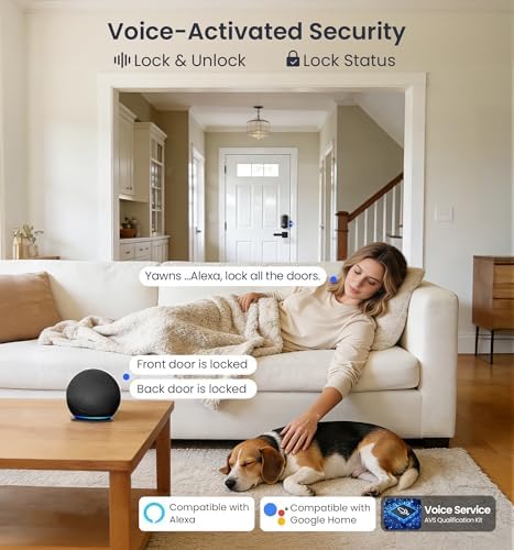 Veise VE012W WiFi Fingerprint Smart Lock for Front Door, Matte Black