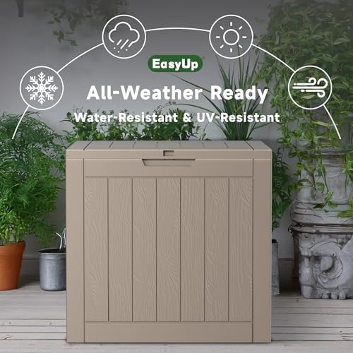 EasyUp Outdoor Storage Box, Waterproof Resin Deck Box, Reinforced Stability U...