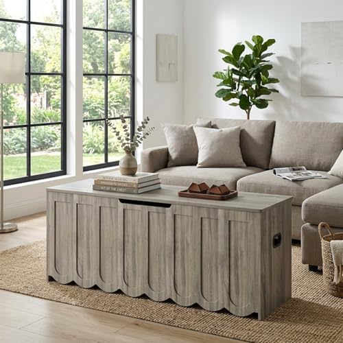 DHZ 47.2 Inch Wooden Storage Bench, Storage Chest with Cushion Seat, 4 Swivel...