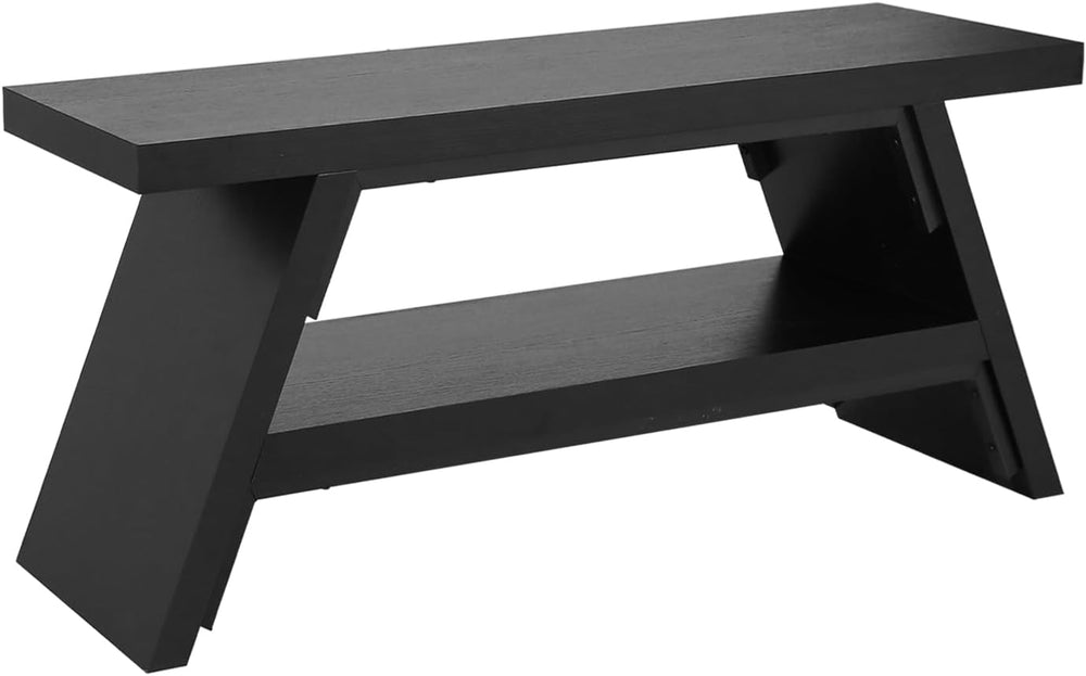 2-Tier Shoe Storage Bench, 40" Solid Wood Entryway Stool Storage