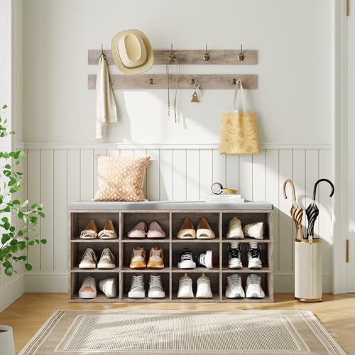 HOOBRO Shoe Storage Bench with Cushion, 39.4" L Entryway Bench