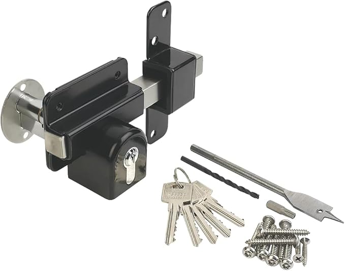 GateMate Long Throw Gate Lock 1490096, Euro Profile Keyed Both Sides Gate Lock