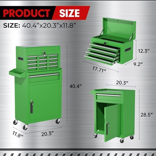 INTERGREAT Tool Chest Cabinet, 5-Drawer Rolling Tool Chest with Detachable To...
