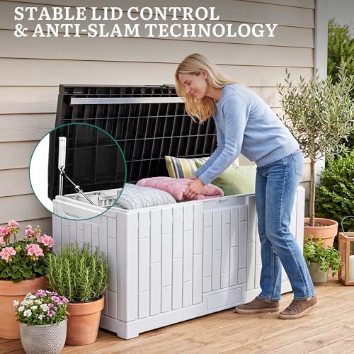 YITAHOME Large Deck Box 120 Gallon Resin Outdoor Storage Box
