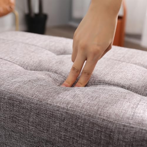 Storage Ottoman Bench Foldable Footrest Foot Stool, 45" Fabric Black