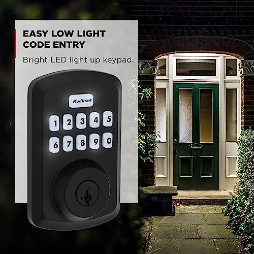 Kwikset Powerbolt 250 10-Button Keypad Matte Black Transitional Electronic De...