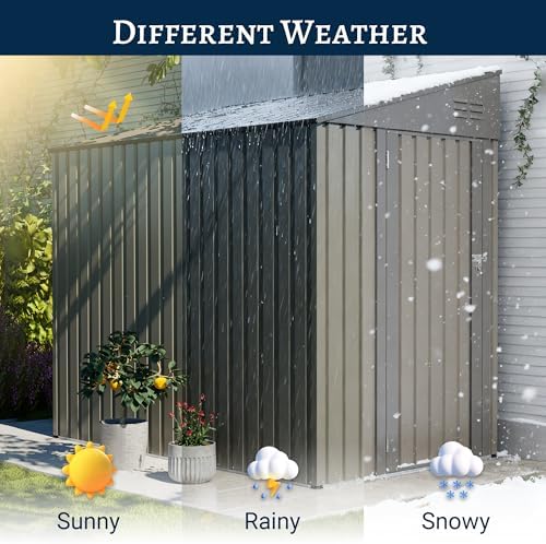 YOPTO 4x7 FT Outdoor Storage Shed Lean to Shed,Metal Shed W/Lockable Door &am...