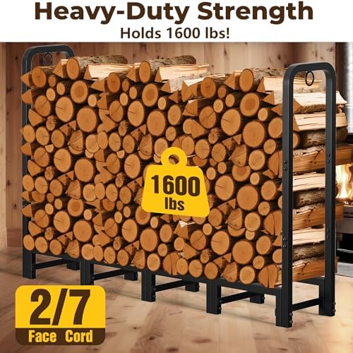 Amagabeli 5ft Firewood Log Rack Outdoor Heavy Duty Logs Holder for Fireplace ...