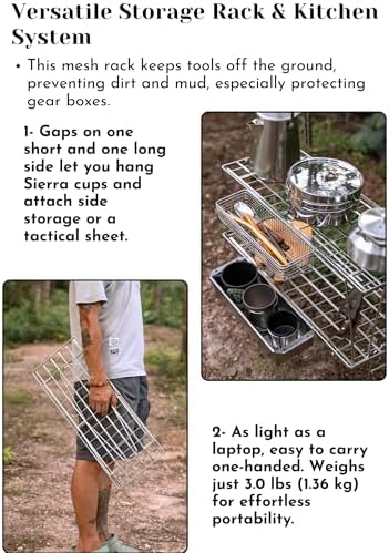 CAMPINGMOON Foldable Mesh Camping Rack Stackable Camp Storage Shelf Fire Pit ...