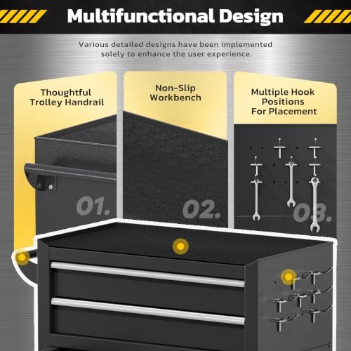 Greenvelly 8 Drawers Rolling Tool Chest, Detachable Top Tool Box with Wheels ...