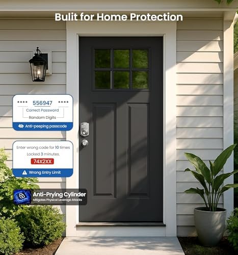 Veise KS03 Keypad Door Knob, Keyless Entry Lock with Handle, Satin Nickel