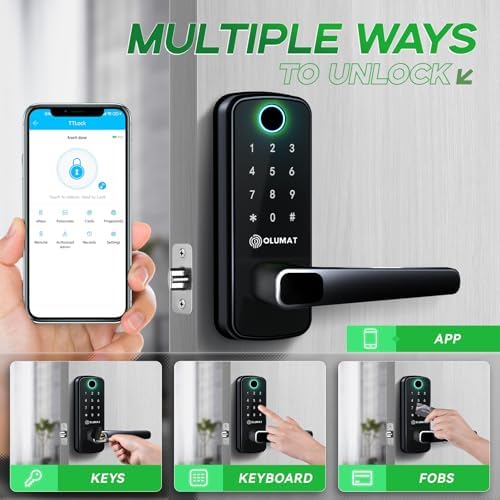 Smart Door Lock, OLUMAT Keyless Entry Door Lock Fingerprint Door Lock with Ke...