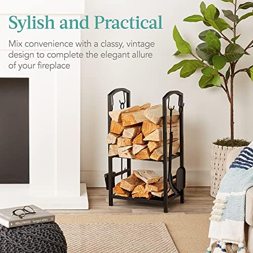 Best Choice Products 5-Piece Indoor Outdoor Wrought Iron Firewood Log Storage...