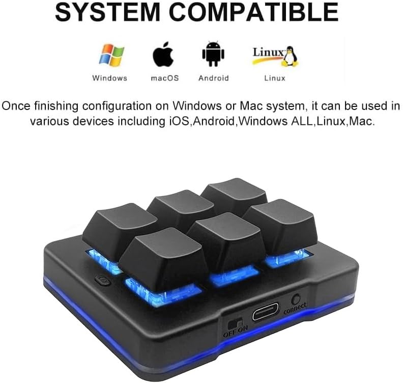 6 Key Mini Keypad Wireless USB Mechanical Gaming Macro Keyboard Customized Pr...