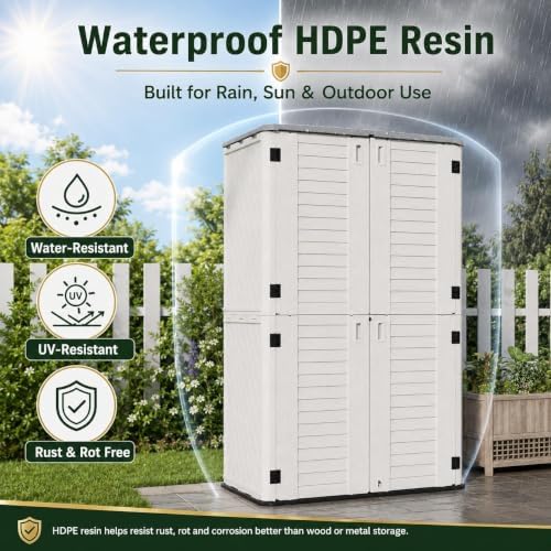 ADDOK 66 Cu.Ft Outdoor Storage Shed,Resin Storage Cabinet with Floor