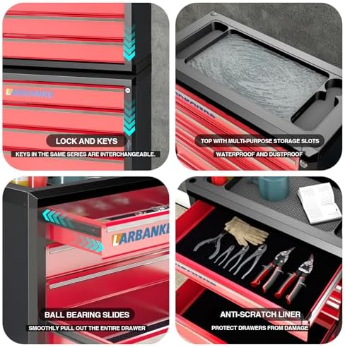 LARBANKE 5 Drawer Rolling Tool Chest with Wheels&Lock,24.6“W×13“D×25.4”H