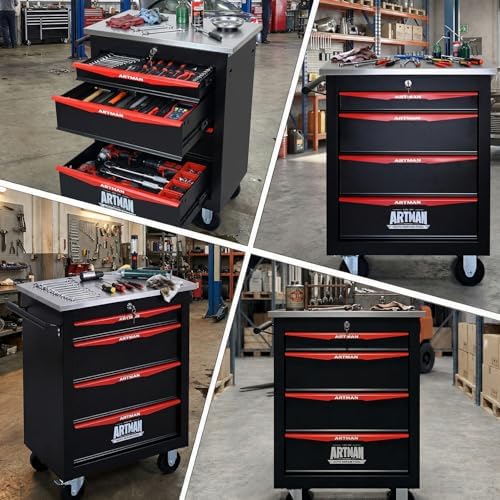 4-Drawer Rolling Tool Chest with Stainless Steel Countertop,Tool Chest with S...
