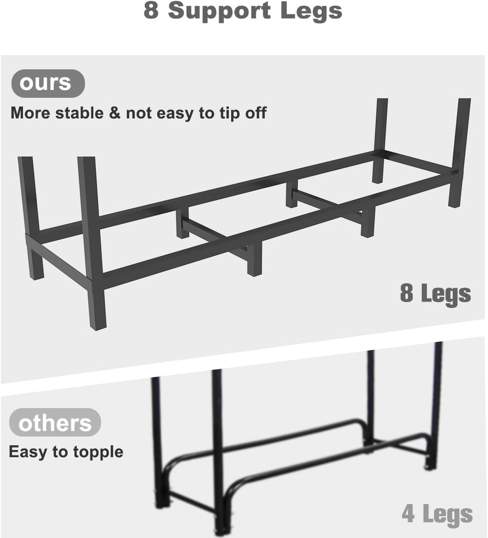 4ft Outdoor Firewood Rack Log Holder for Fire Wood Pile Storage