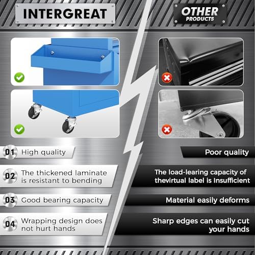 INTERGREAT Rolling Tool Chest, 5-Drawer Tool Box Organizer, Lockable Wheels &...