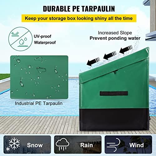 VEVOR Outdoor Storage Box, 150 Gallon Waterproof PE Tarpaulin Deck Box w/Galv...
