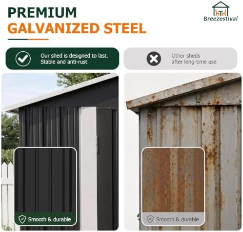 8x6FT Outdoor Storage Shed with Floor Black