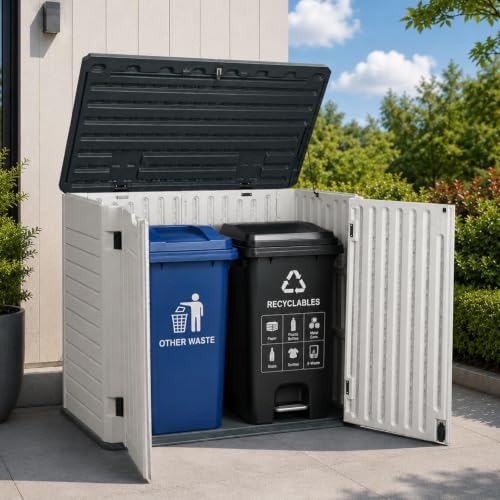 EHHLY Horizontal Resin Storage Shed, 35 Cuft Garden Tool Sheds & Outdoor ...
