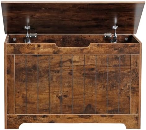 LEMY Storage Chest Bench, Wooden Trunk Box with 2 Safety Hinges, Modern Organ...