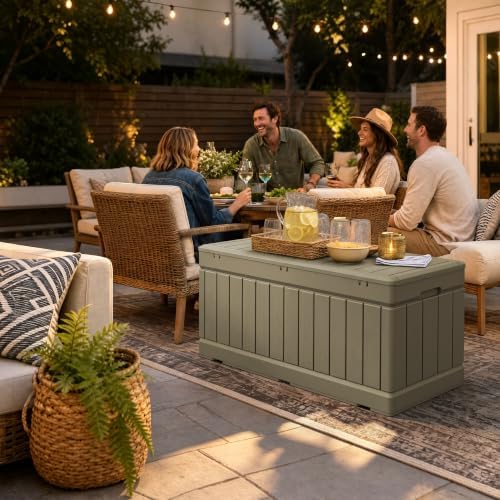Devoko 78 Gallon Deck Box, Waterproof Resin Outdoor Storage Box