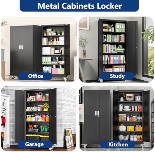 Ckzbx Metal Garage Storage Cabinet with Locking Doors and Adjustable Shelves,...
