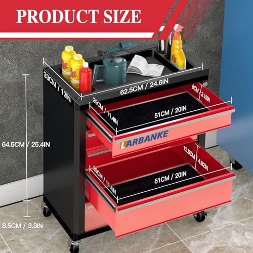 LARBANKE 5 Drawer Rolling Tool Chest with Wheels&Lock,24.6“W×13“D×25.4”H