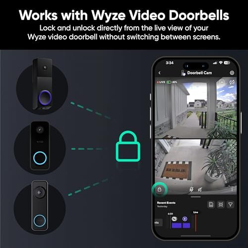 Wyze Auto-Lock Bolt v2, Fingerprint Keyless Entry Smart Lock, AI Learning Sca...