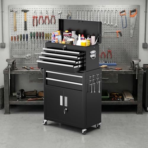 Greenvelly 8 Drawers Rolling Tool Chest, Detachable Top Tool Box with Wheels ...