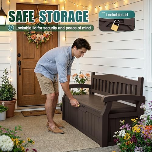 Devoko 80 Gallon Storage Bench Deck Box Waterproof&Lockable