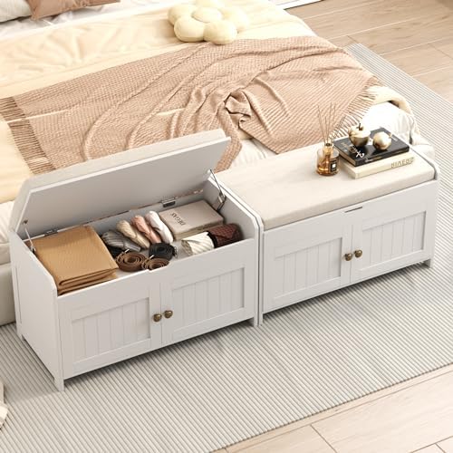 HOMEFORT 30" Shoe Bench with Lift Top Storage, Entryway Bench with Cushi...