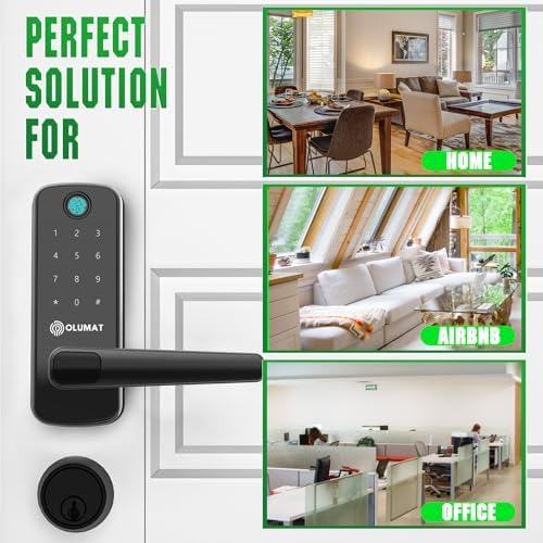 Smart Door Lock, OLUMAT Keyless Entry Door Lock Fingerprint Door Lock with Ke...