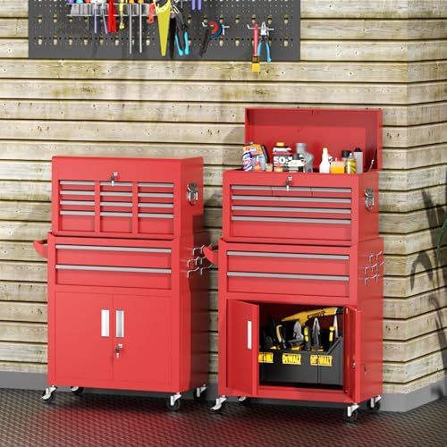 INTERGREAT 8 Rolling Drawers Tool Chest, Assembled Tool Chest with Wheels, De...