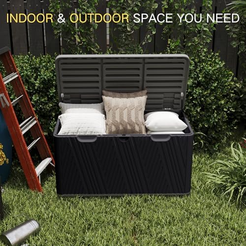 Kingdura 110 Gallon Outdoor Storage Box, Waterproof Resin Deck Box for Indoor...