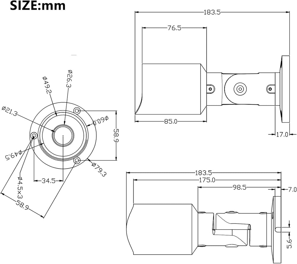 5MP Analog Security Bullet Camera 4-in-1 TVI/CVI/AHD/CVBS 960H