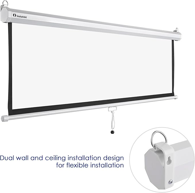 Instahibit 72" Projection Screen Pull Down 4:3 4K HD Manual Retractable