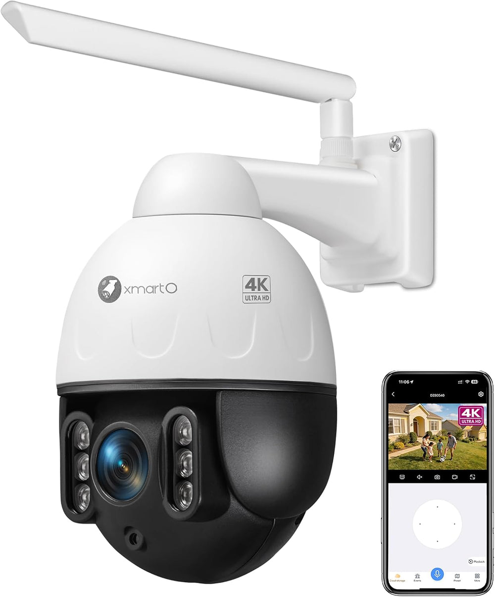 xmartO Vandal-Proof 4K PTZ Security Camera, 5X Zoom WiFi Outdoor Dome Cam
