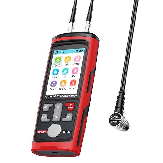 Wintact Digital Ultrasonic Thickness Gauge, Range 0.039 to 11.81 in