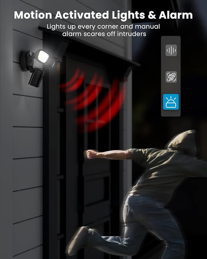 ieGeek Floodlight Camera Outdoor, 2K Wired Home Smart Security Cameras