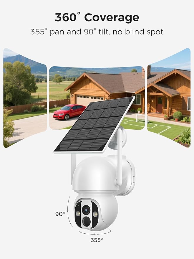 Solar Security Camera Outdoor Wireless WiFi Pro, 4MP Color Night Vision