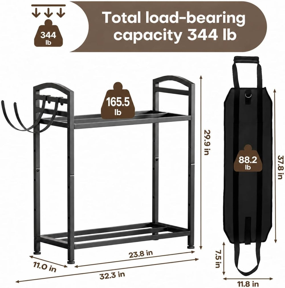 Homde Sturdy Firewood Rack Indoor: 23.8" Metal Fire Wood Storage Racks